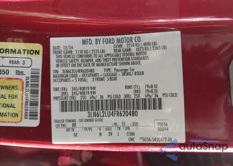 2015 Lincoln Mkz Hybrid z USA, uszkodzony, nr VIN 3LN6L2LU4FR620480